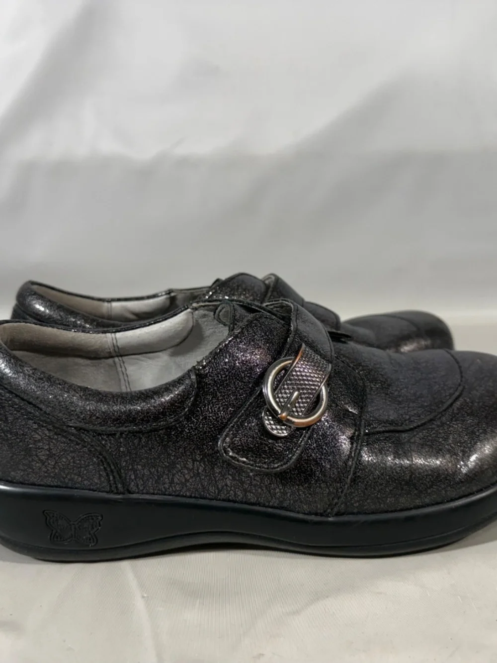 Alegria PG Lite Khloe Slip-On Black Metallic Nursing Work Shoes Size 37 (6.5-7)